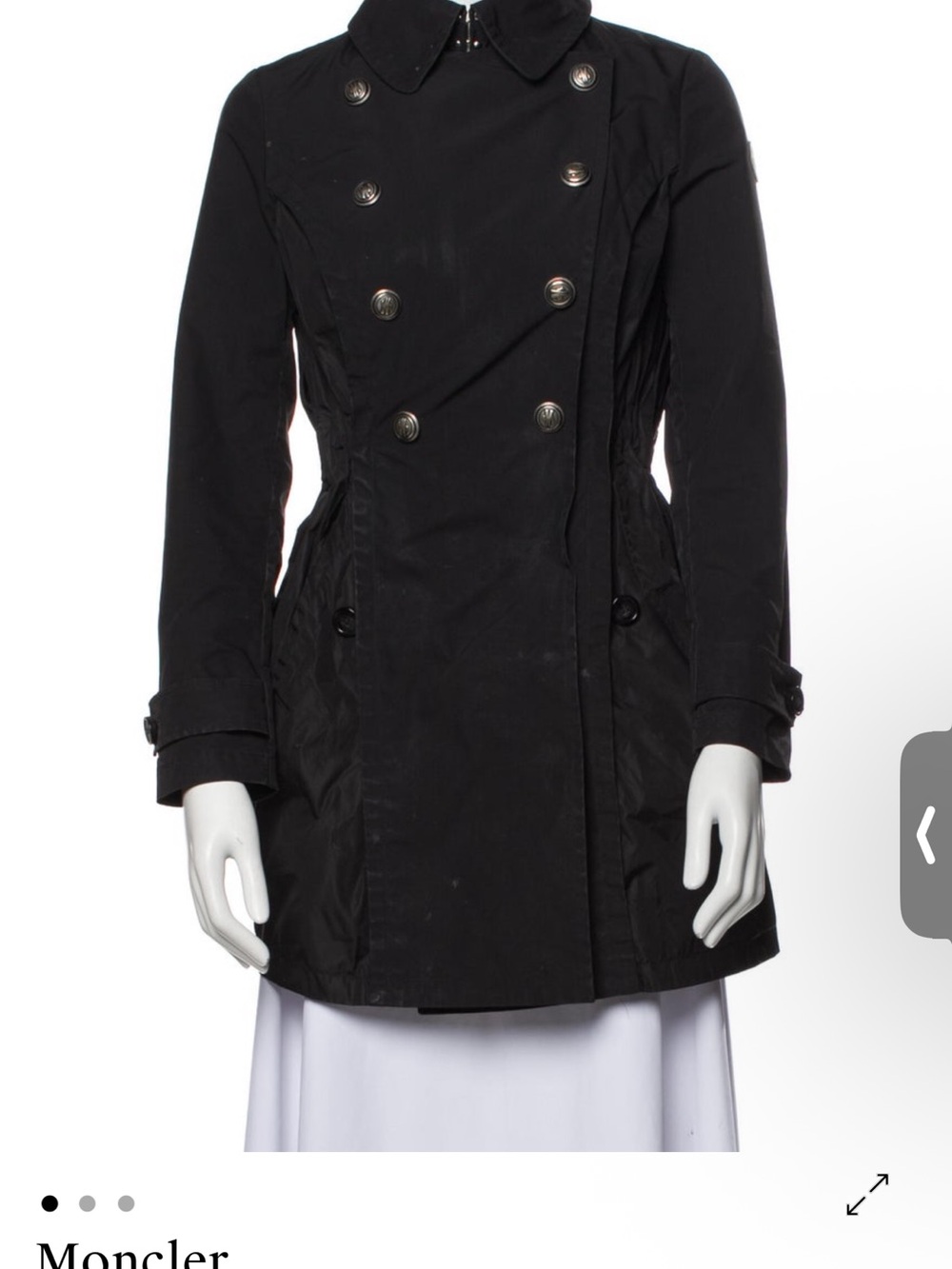 Moncler Black Double-Breasted Trench Coat with Button Detail